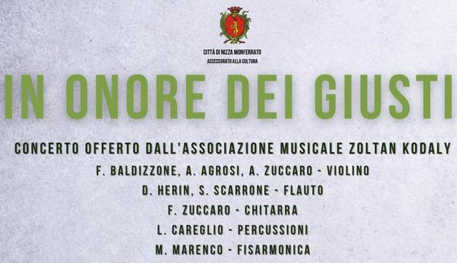 Nizza Monferrato | Concerto "In onore dei Giusti"